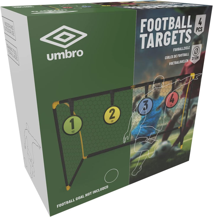 Umbro Fussball Ziele – 4 Scheiben – ⌀ 21 cm – Zuggenauigkeit und Reaktionszeit – Grün/Gelb/Blau/Rot
