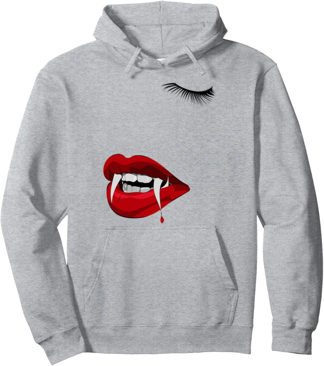 Vampire Shirt Funny Halloween blood fangs for Adults Pullover Hoodie