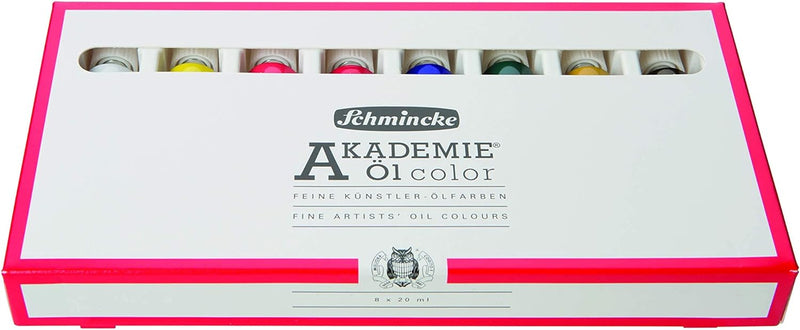 Schmincke - AKADEMIE Öl, Grundsortiment 8 x 20 ml Tuben, 79 108 097, feine Künstler-Ölfarben, brilla