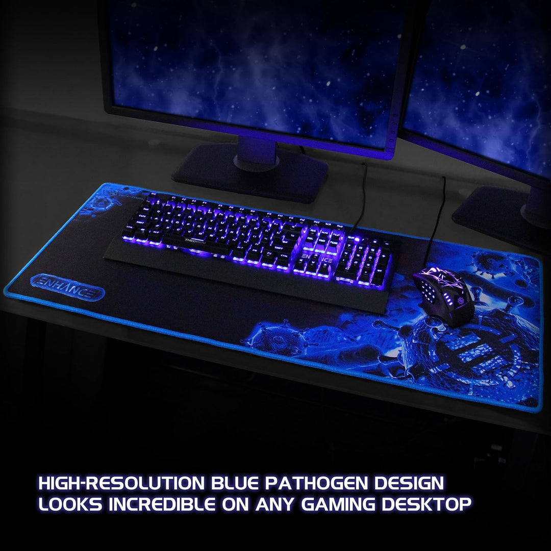ENHANCE GX-MP2 Extended Gaming Mauspad - XXL Mauspad (80 x 35 cm) Mehrfarbig (Blau/Schwarz), Mehrfar