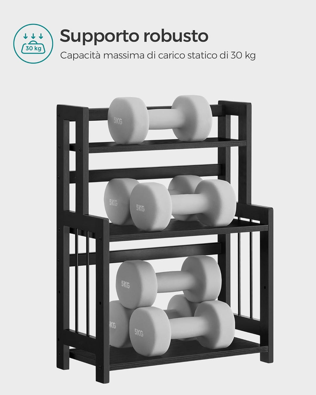 SONGMICS Gewürzregal mit 3 Ebenen, Küchenregal, Aufbewahrungsregal, für Arbeitsplatte, Bambusgestell