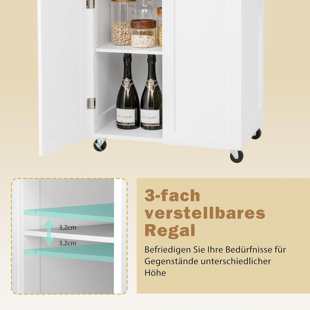 GOPLUS Küchenwagen auf Rollen, Küchenservierwagen mit Schublade & verstellbaren Regalen, moderner Ro