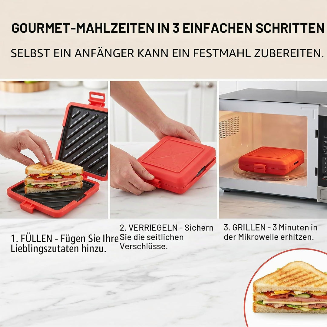 DASIAUTOEM Sandwichmaker, Quadratische Platten, RockStone Steinbeschichtung Antihaft, Für Sandwiches
