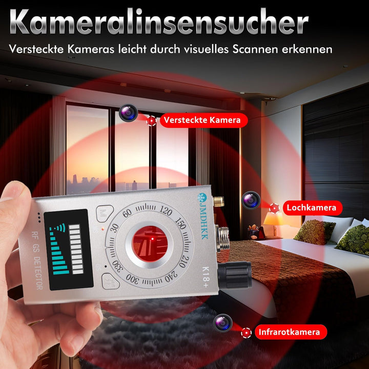 JMDHKK K18+ Versteckter Kamera-Detektor, Spionagekamera-Finder, Wanzendetektor, Magnetfeld-Detektor,