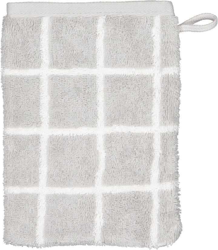 Cawö Home Handtücher Zoom Karo 123 Platin - 76 Waschhandschuh 16x22 cm, Waschhandschuh 16x22 cm