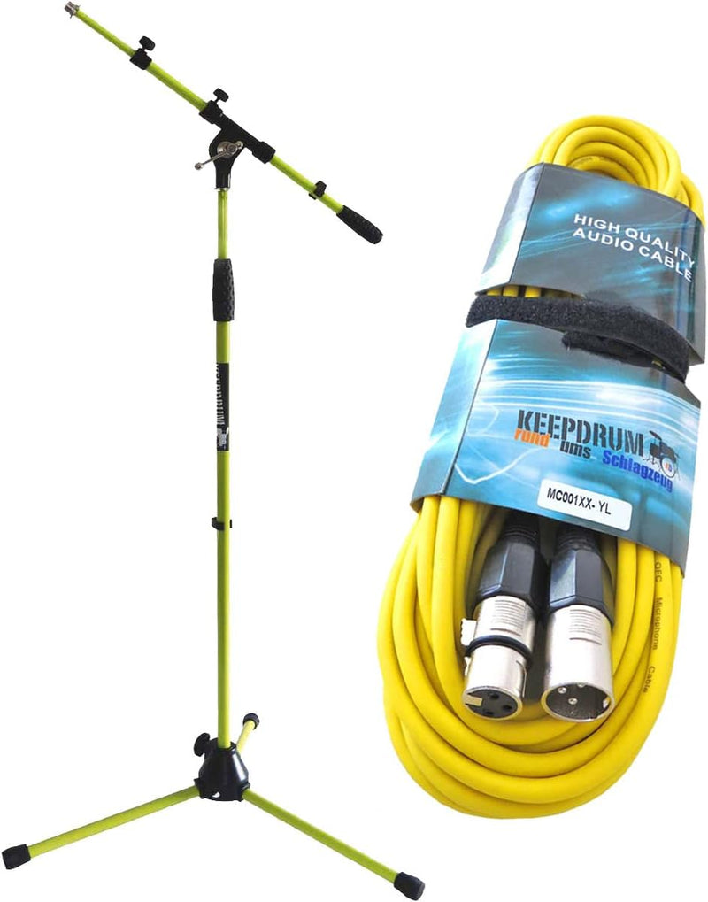 keepdrum MS106 YW Mikrofonständer Gelb + 6m XLR Kabel Gelb