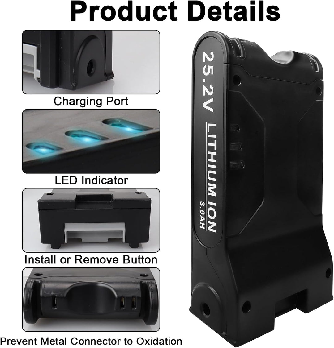 25,2 V 3000 mAh Lithium-Ionen-Ersatzakku kompatibel mit Shark XBAT200, Akku für Shark IF200 IF201 IF