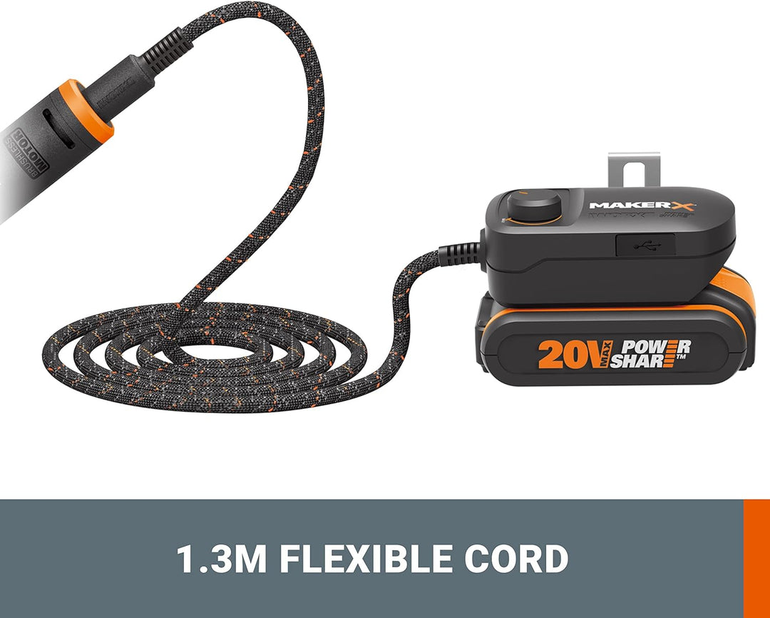 WORX MakerX HubX-Adapter 18V(20V MAX) WA7161 mit Gürtelclip，PowerShare, Variable Drehzahlregelung, U