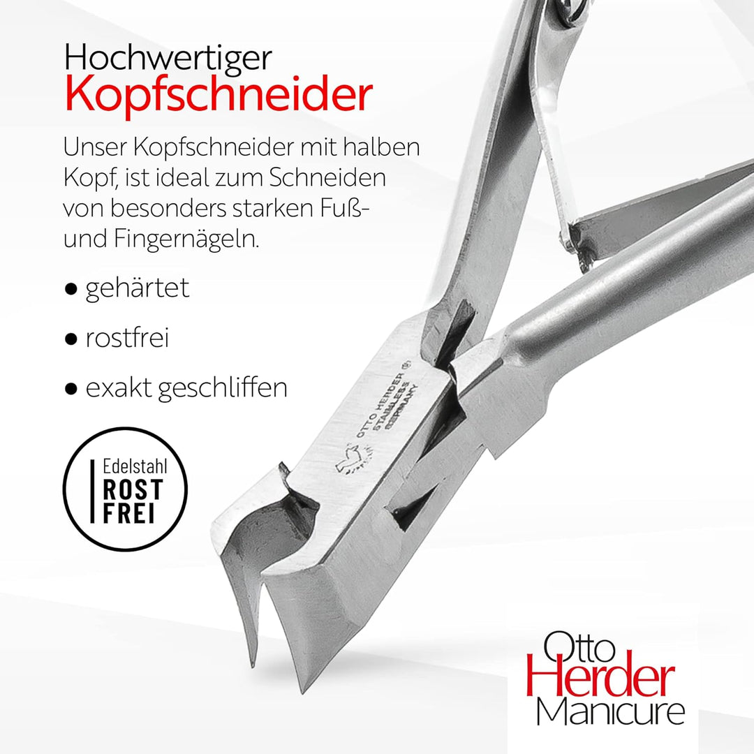 Otto Herder Manicure Nagelzange 11,5 cm, Kopfschneider aus Edelstahl, Nagelschneider für eingewachse