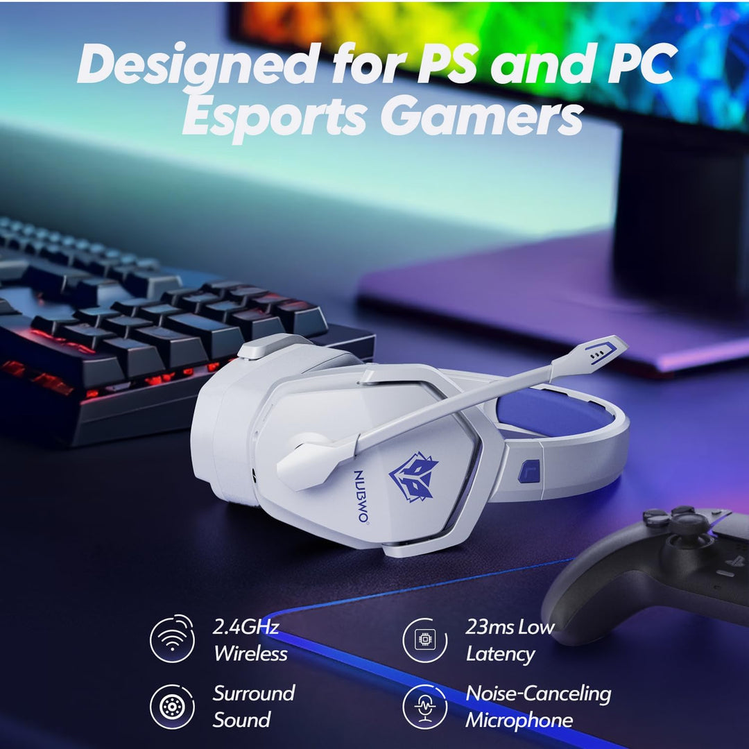 NUBWO G06 Dual Wireless Gaming Headset mit Mikrofon für PS5, PS4, PC, Mobile,NS: 2.4 GHz Wireless +