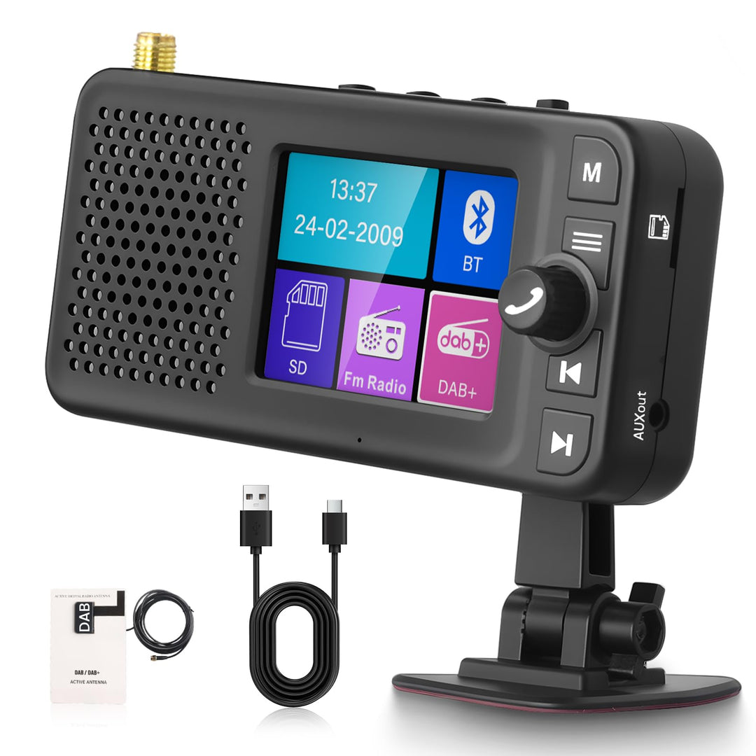 Hodozzy DAB/DAB+ Radio mit Bluetooth Tragbarer Lautsprecher, 2,4-Zoll-Farbdisplay Wiederaufladbares