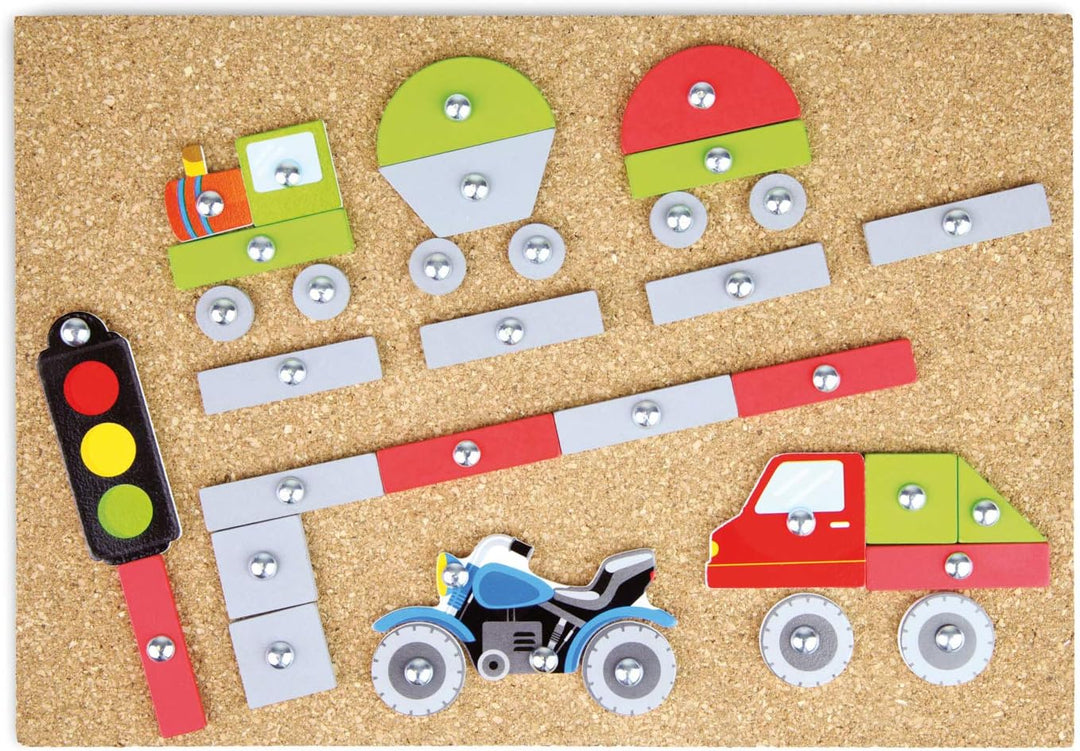 Lena 65828 Hammerspiel, Nagelspiel mit 64 bunten 8 Baustellen Teilen, ca. 28 x 19,5 cm & Hammerspiel