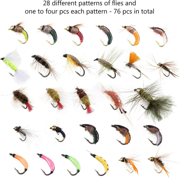 BASSDASH Trout Steelhead Salmon Fishing Flies Barbed Barbless Fly Hooks Include Dry Wet Flies Nymphs