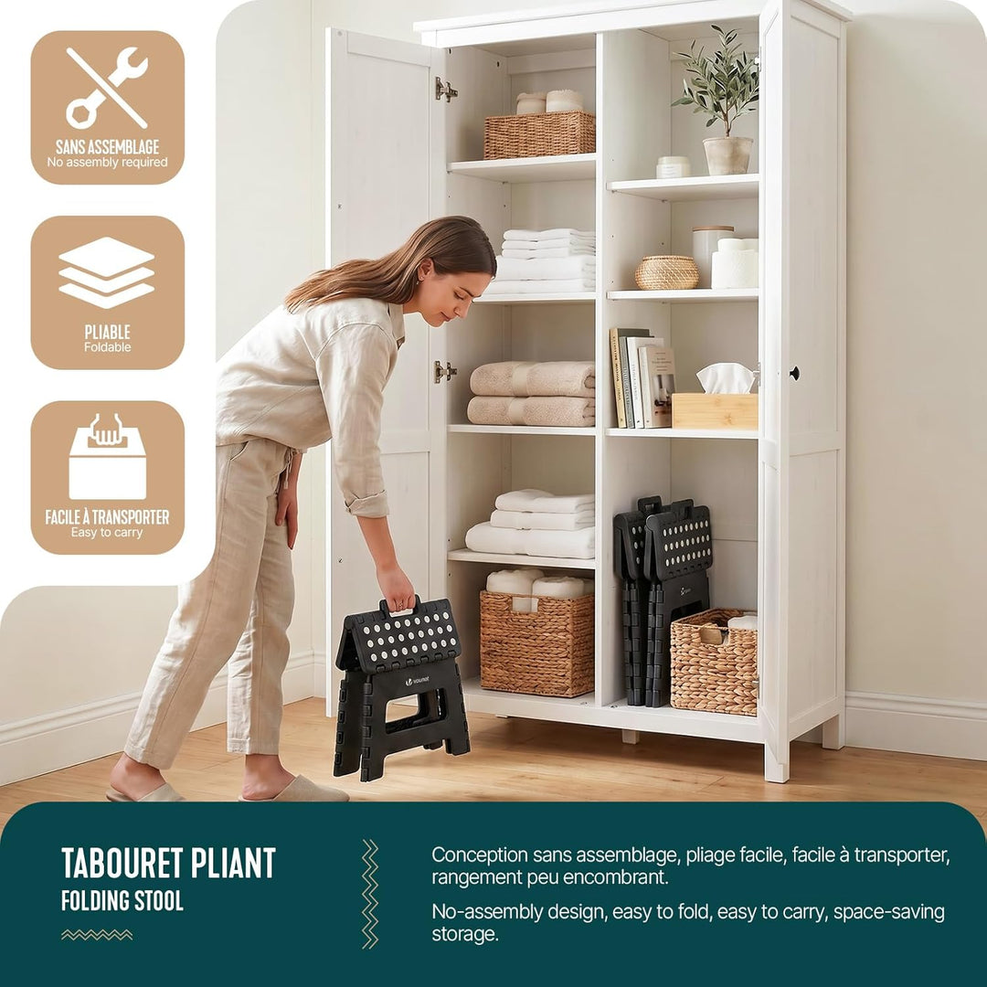 VOUNOT® Klapphocker Faltbar Rutschfester Tritthocker mit Tragegriff, Tragbarer Klapptritt Hocker für