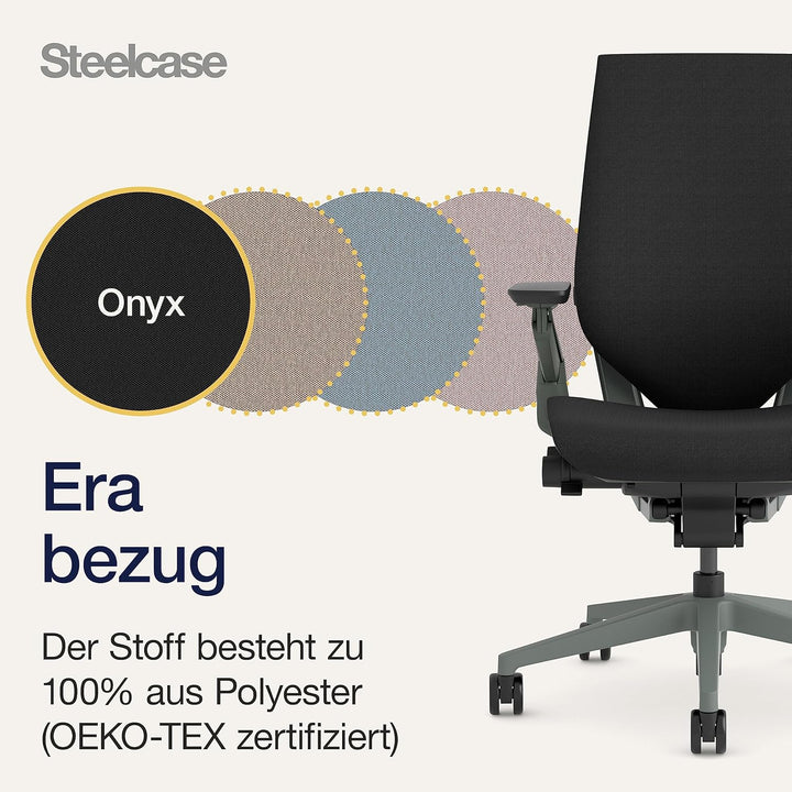 Steelcase Gesture Ergonomischer Bürostuhl mit 360° Armlehnen und 3D-Live Back Lumbalstütze Onyx Schw