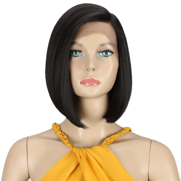 Début Lace Front Perücke für schwarze Damen Bob Perücke für weisse Damen Kunsthaar 24 cm 120g Natur