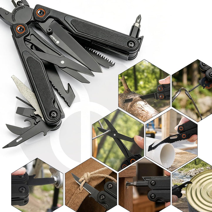 BIBURY 25-in-1 Multitool Multifunktionszange, YG12 Hartmetall-Schneide, G10-Griff, 3Cr13 Edelstahl,