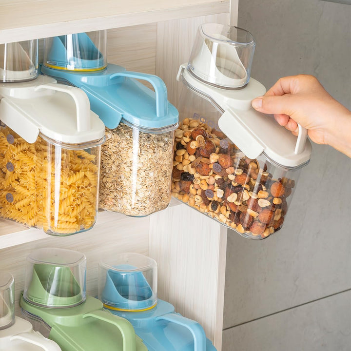 Besmall 1500ML Lebensmitteleimer Set mit Messbecher Handheld Küche Getreide Lagerung Vorratsgläser m