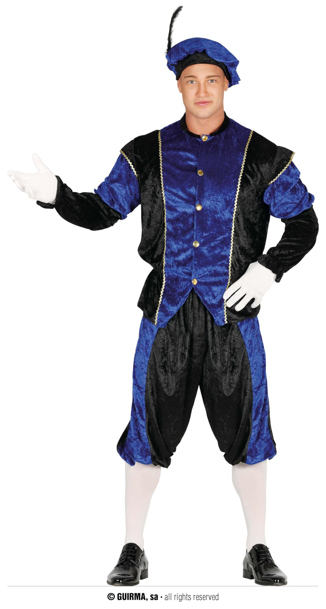 Blauer Page Kostüm für Herren - Hemd, Hut und Hose - Ideal für Silvesterpartys und Feiern - Historis