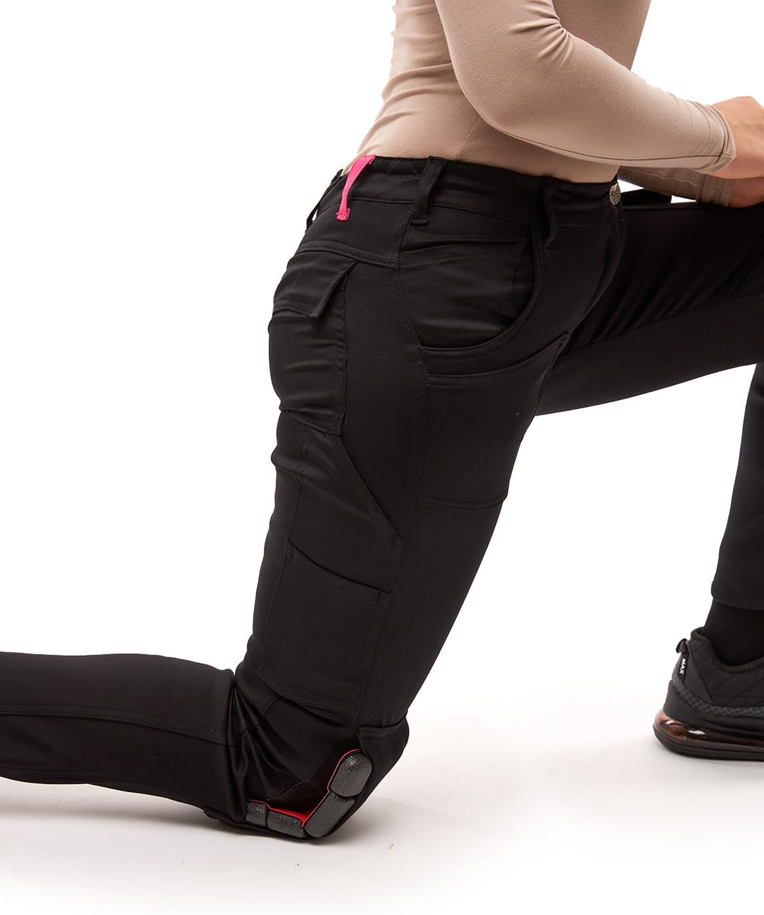 strongAnt Damen Arbeitshose komplett Stretch für Frauen Bundhose mit Kniepolstertaschen Schwarz Grau