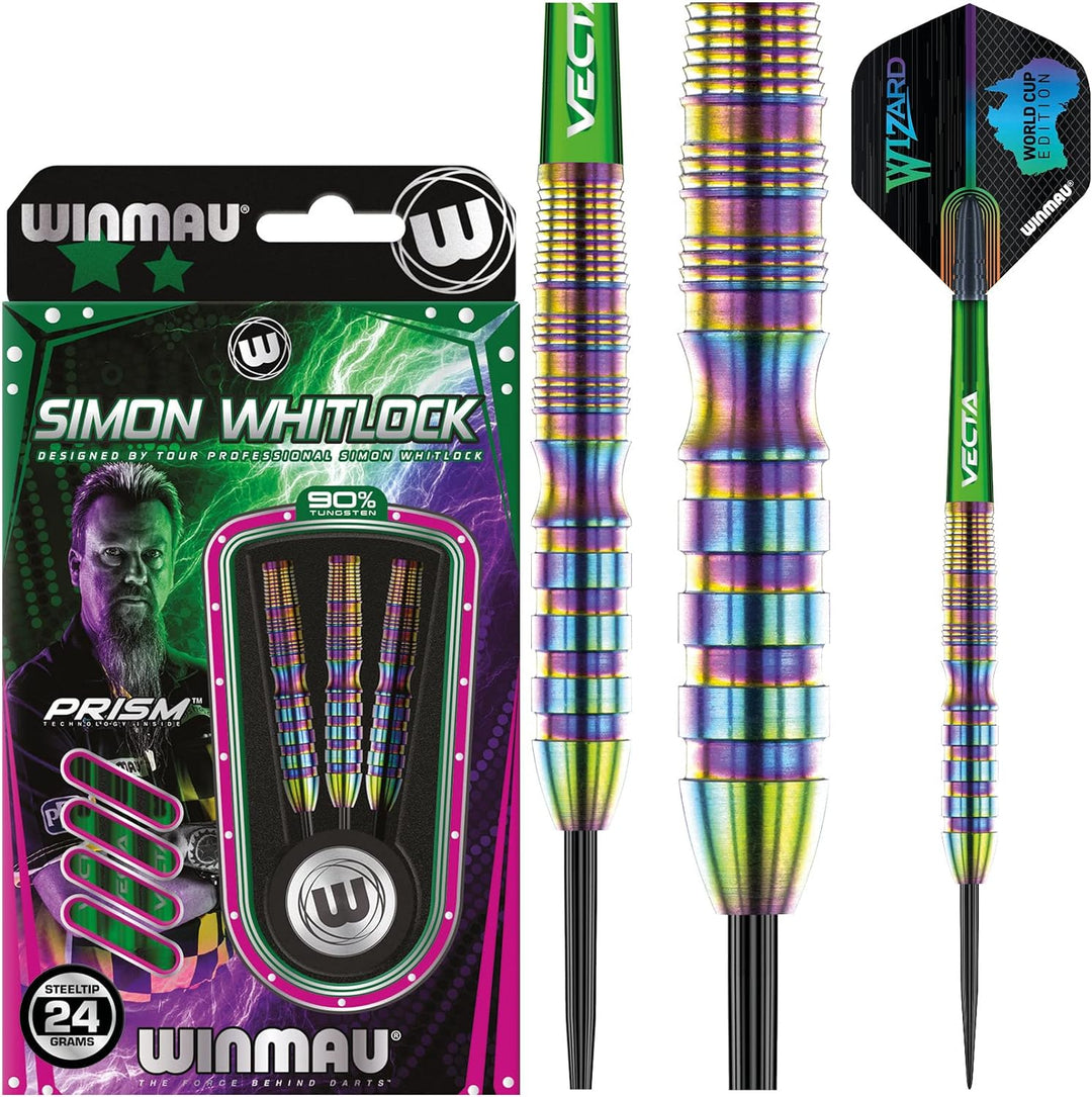 WINMAU Simon Whitlock Urban World Cup Edition 24 Gramm Profi Stahlspitze Wolfram Dartpfeile mit Flüg