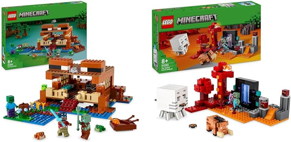 LEGO Minecraft Das Froschhaus, Spielzeug-Haus mit Figuren inkl. Zombie & Minecraft Hinterhalt am Net