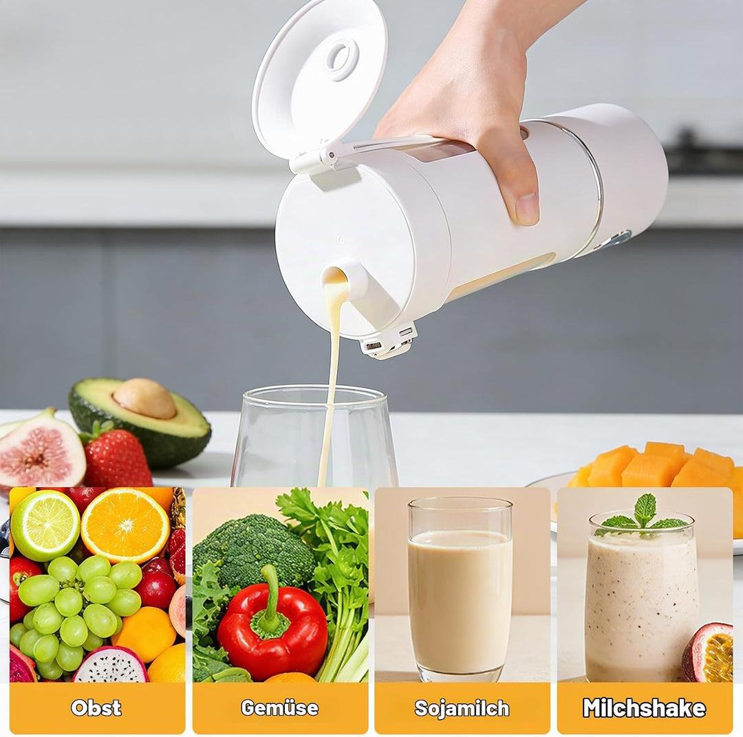 Tragbarer Mixer, 700ml Kleiner Entsafter, Mixer Smoothie Maker to Go mit Digitalanzeige,USB Wiederau
