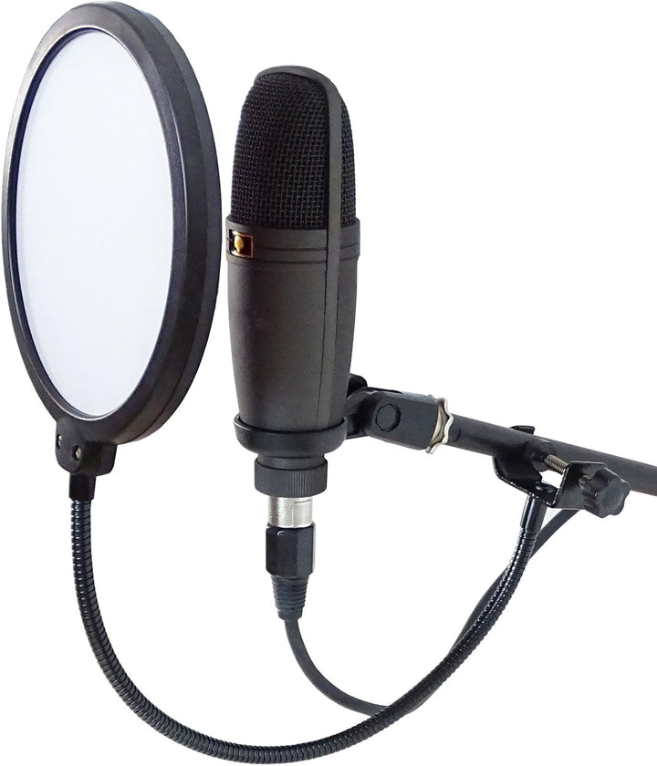 keepdrum Mikrofonständer mit Galgen Schwarz + Popschutz Popfilter Weiss
