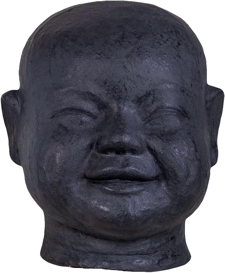 IDYL Moderne Skulptur Figur Terra Lachendes Baby | schwarz-matt | 20x18x21 cm | Dekoration für Wohnb