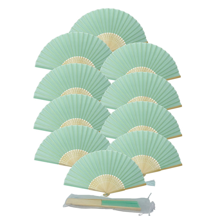 FANSOF.FANS Handfächer aus Stoff mit Quaste, Güteklasse A, Bambusrippen, für Party, Hochzeit, Gastge