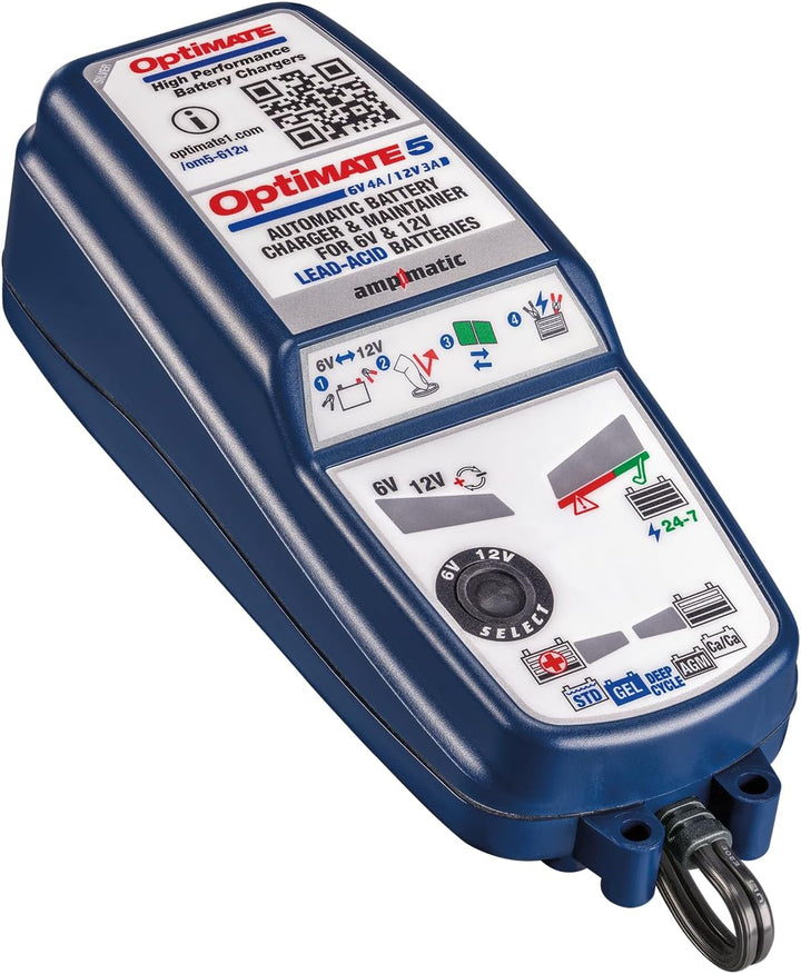 OptiMate 5 Select, TM320, 8-stufiges gekapseltes batterieschonendes 6V 4A / 12V 3A Lade- & Wartungsg