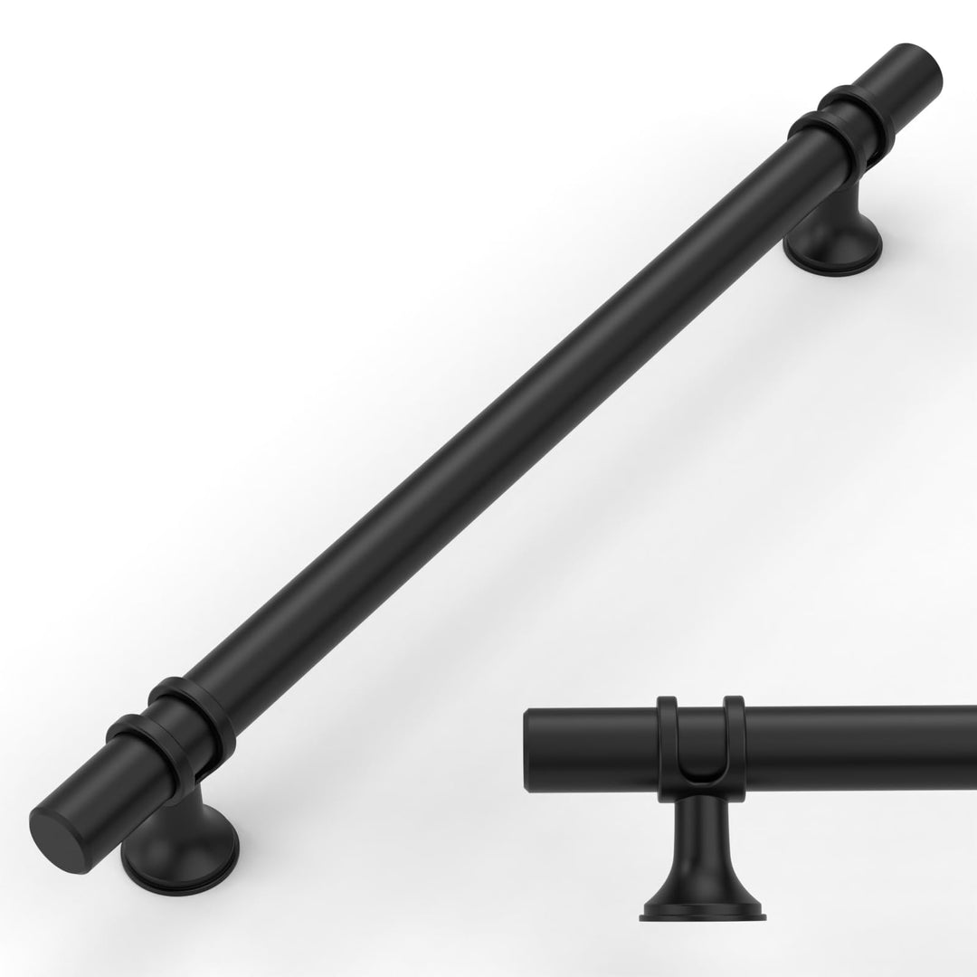 Amerdeco 10 Stück Möbelgriffe Schwarz, 192mm Lochabstand, Schrankgriffe, Küchengriffe, Schubladengri