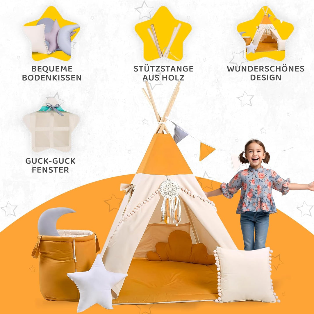 Rainbow Kids Zelt Kinderzimmer | Kinderzelt Indoor & Im Freien Klassisches Baumwolle Leinwand Spielz