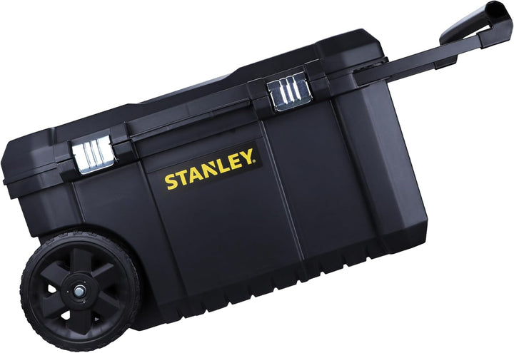 Stanley Essential Mobile Montagebox (50 L, Metallverschlüsse, Teleskopgriff, stabile Räder für schwe