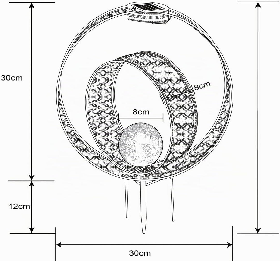 Solarleuchte mit Metallstanzungen und Glaskugel, Silber Höhe 42cm