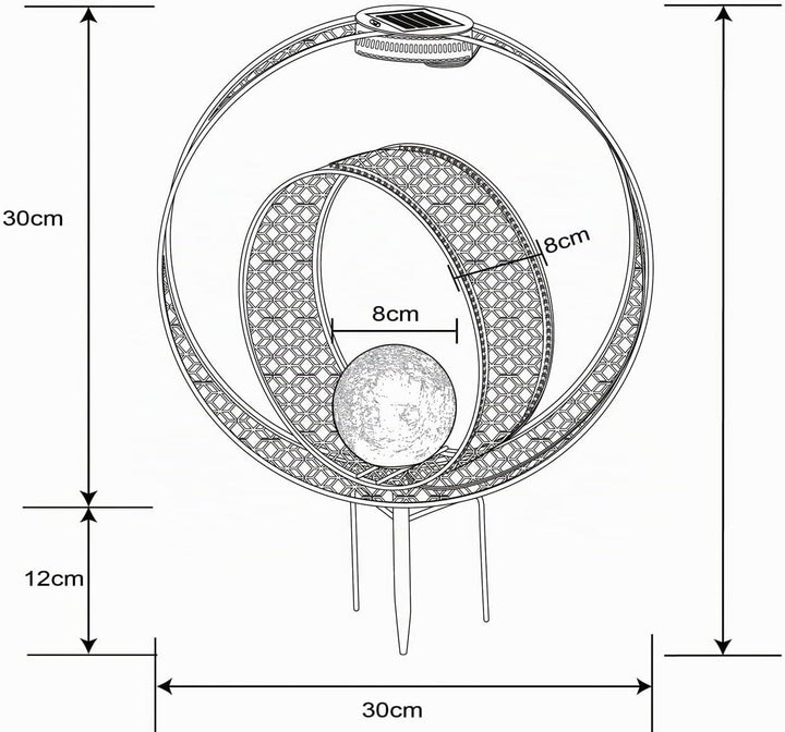 Solarleuchte mit Metallstanzungen und Glaskugel, Silber Höhe 42cm