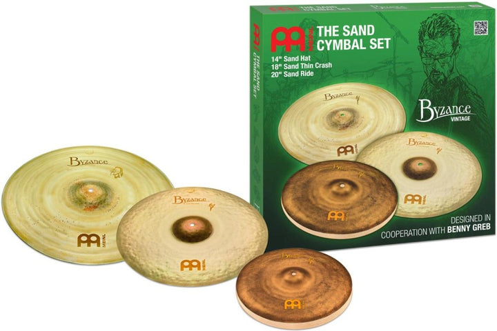 Meinl Cymbals Byzance Vintage Benny Greb Sand Schlagzeug Becken Set 14-20 Zoll (Video) Box Pack (35,