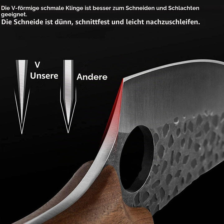 Original Japanisches Kochmesser mit Lederhülle Küchenmesser Scharf Wikinger Messer Hackmesser Outdoo