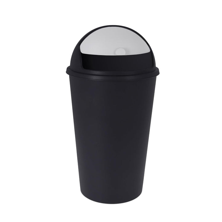 Spetebo XL Abfalleimer mit Schiebedeckel schwarz - 50 L - Runder Mülleimer mit Kuppel Deckel - Kosme
