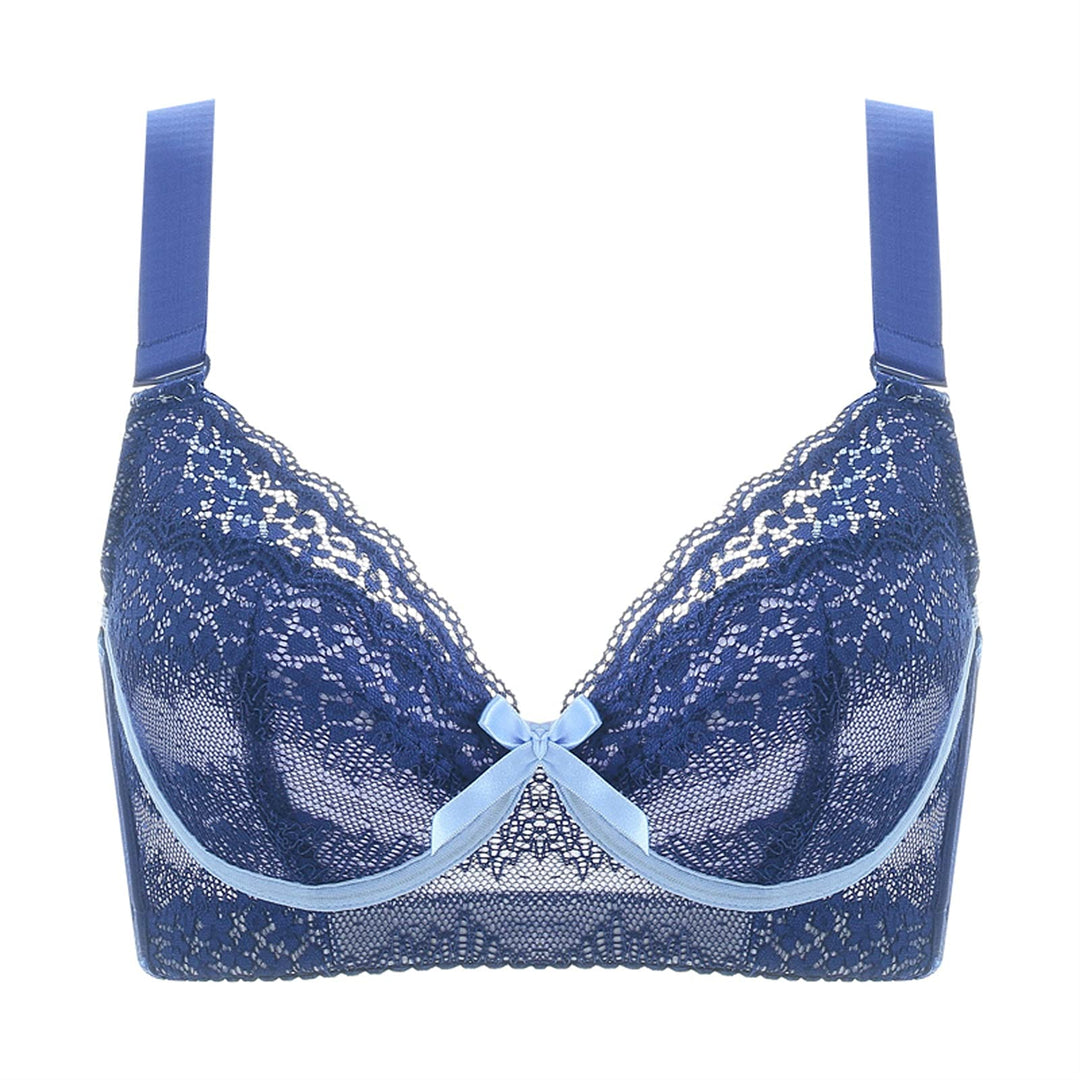 WENJUN Push-up-BHs für Frauen in Übergrösse, sexy ultradünner Spitzen-Bügel-Dessous, volle Abdeckung