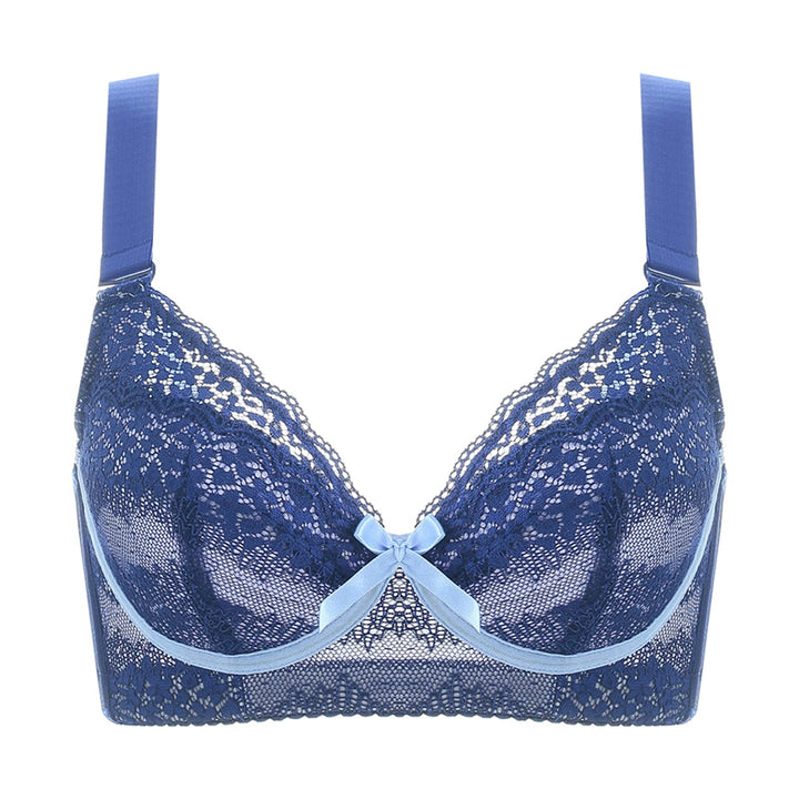 WENJUN Push-up-BHs für Frauen in Übergrösse, sexy ultradünner Spitzen-Bügel-Dessous, volle Abdeckung