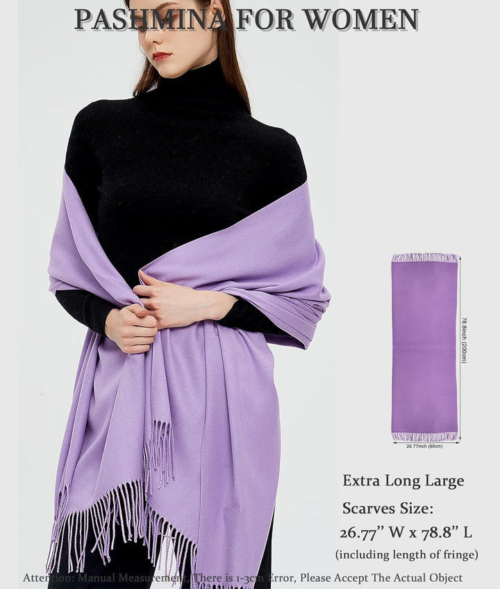 Pashmina Schals und Wraps Schals für Damen Hochzeit Party Winter Warme Lange Solid Color Hellviolett