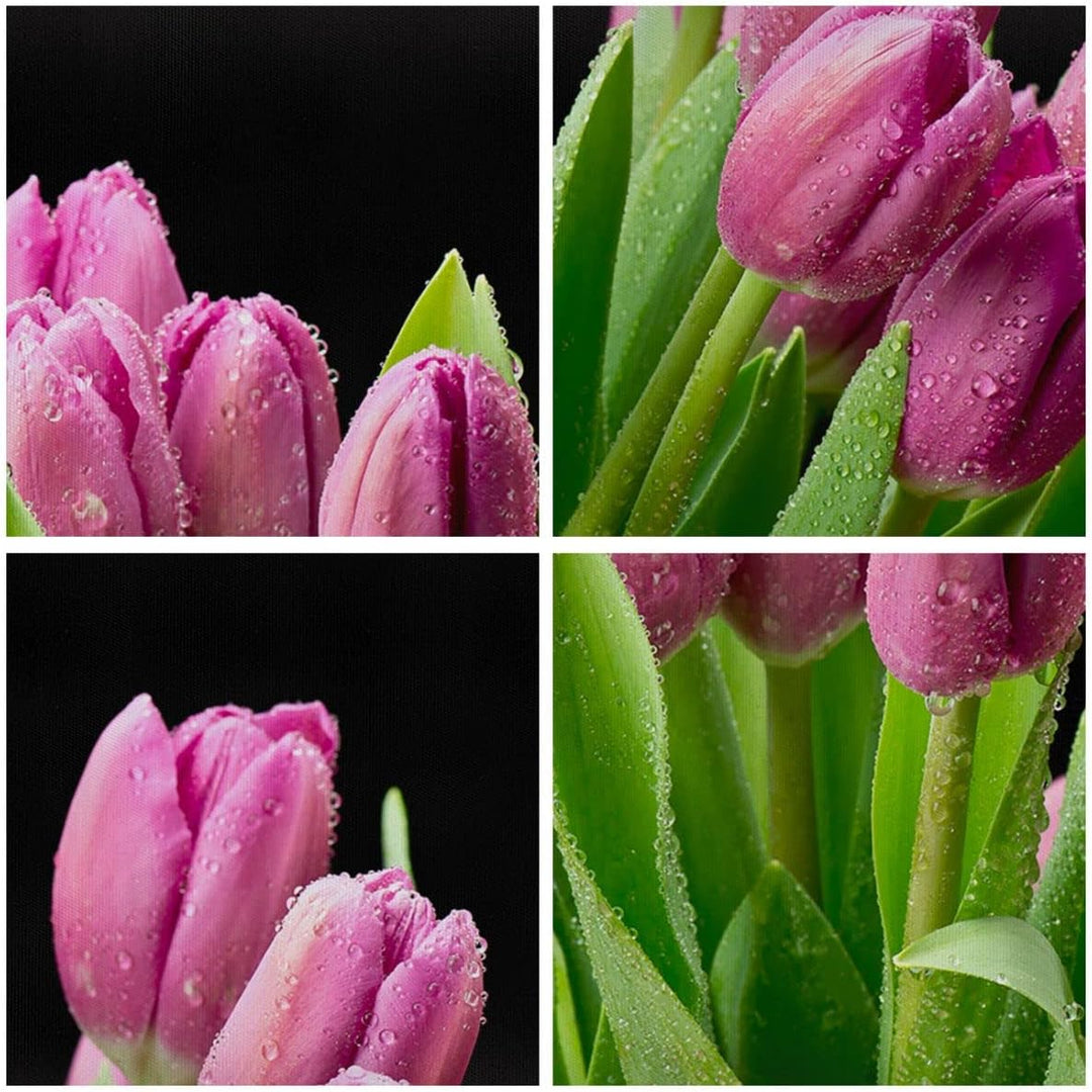 Wandbilder Dekoration Wohnzimmer Tulpen Blumenstrauss Tau Tropfen Panorama Bilder auf Leinwand 120x5