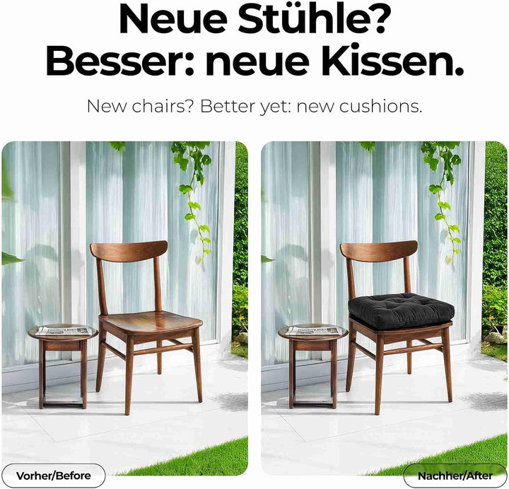 etérea Sitzkissen 42x42 cm 2er Set - Anthrazit 8 cm hoch - Bodenkissen für Indoor, Outdoor, Küche, G