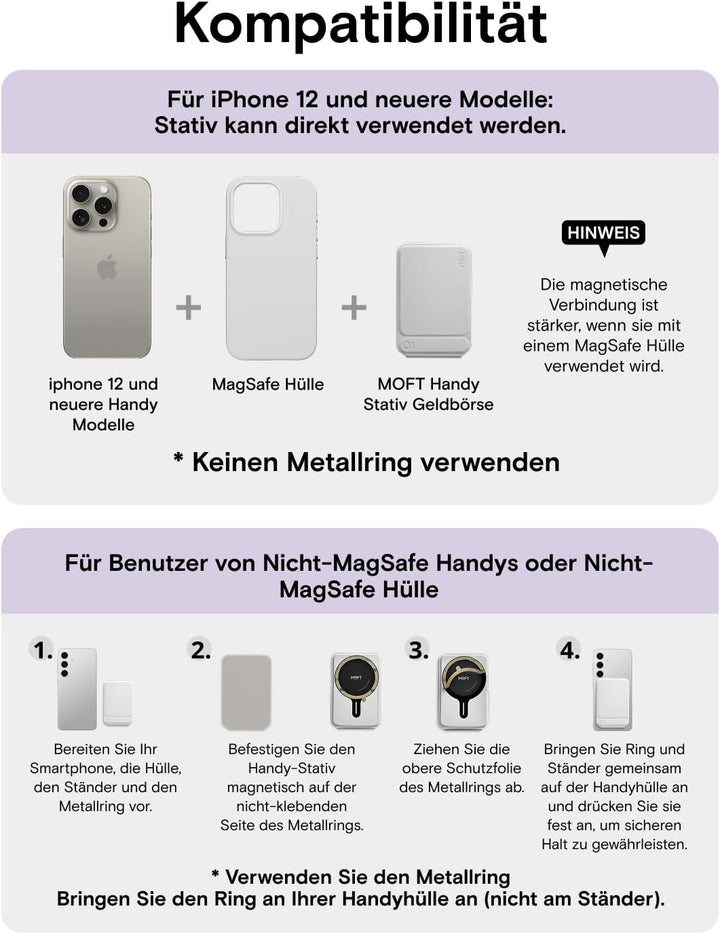 MOFT Stativ für iPhone 17/16/15/14/13/12 Serie, Snap Unsichtbarer Handy Stativ Ständer mit 3 Modi fü