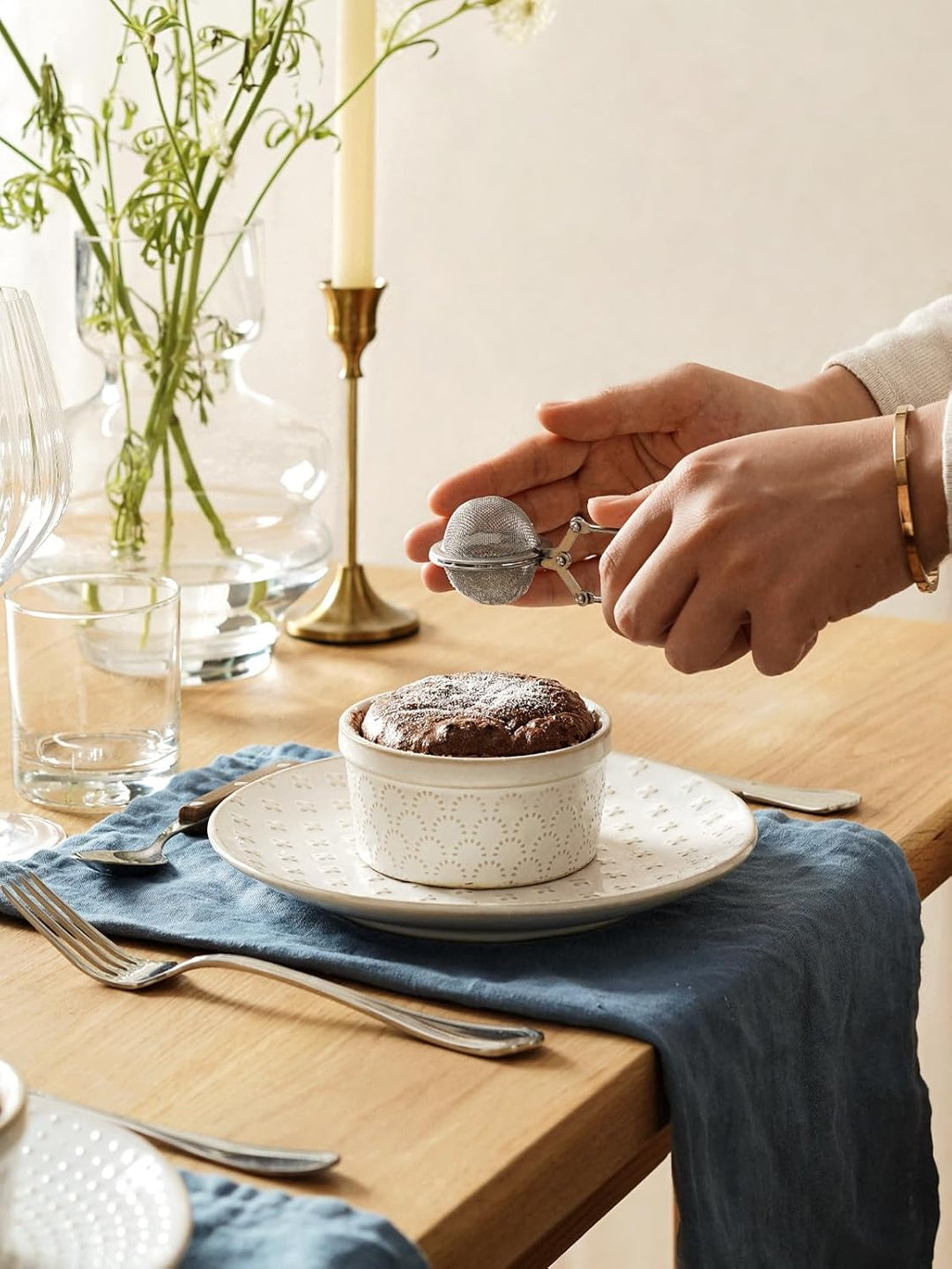 LE TAUCI Creme Brulee Schälchen Set 170 ml x 4, Souffle Förmchen, Ofenfest, Auflaufförmchen für Lava