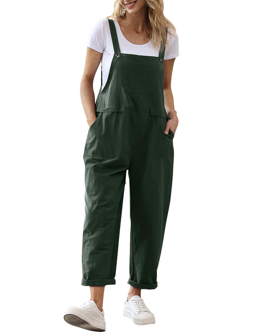 YESNO Damen Latzhose Sommer Oversize Trägerhose Beiläufig Loose Bib Pants Overall Baggy Jumpsuit Str