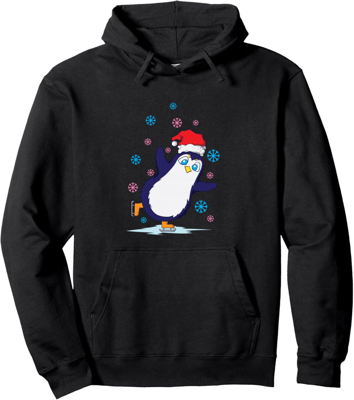 Pinguin-Schlittschuhe auf Eis zu Weihnachten Pullover Hoodie
