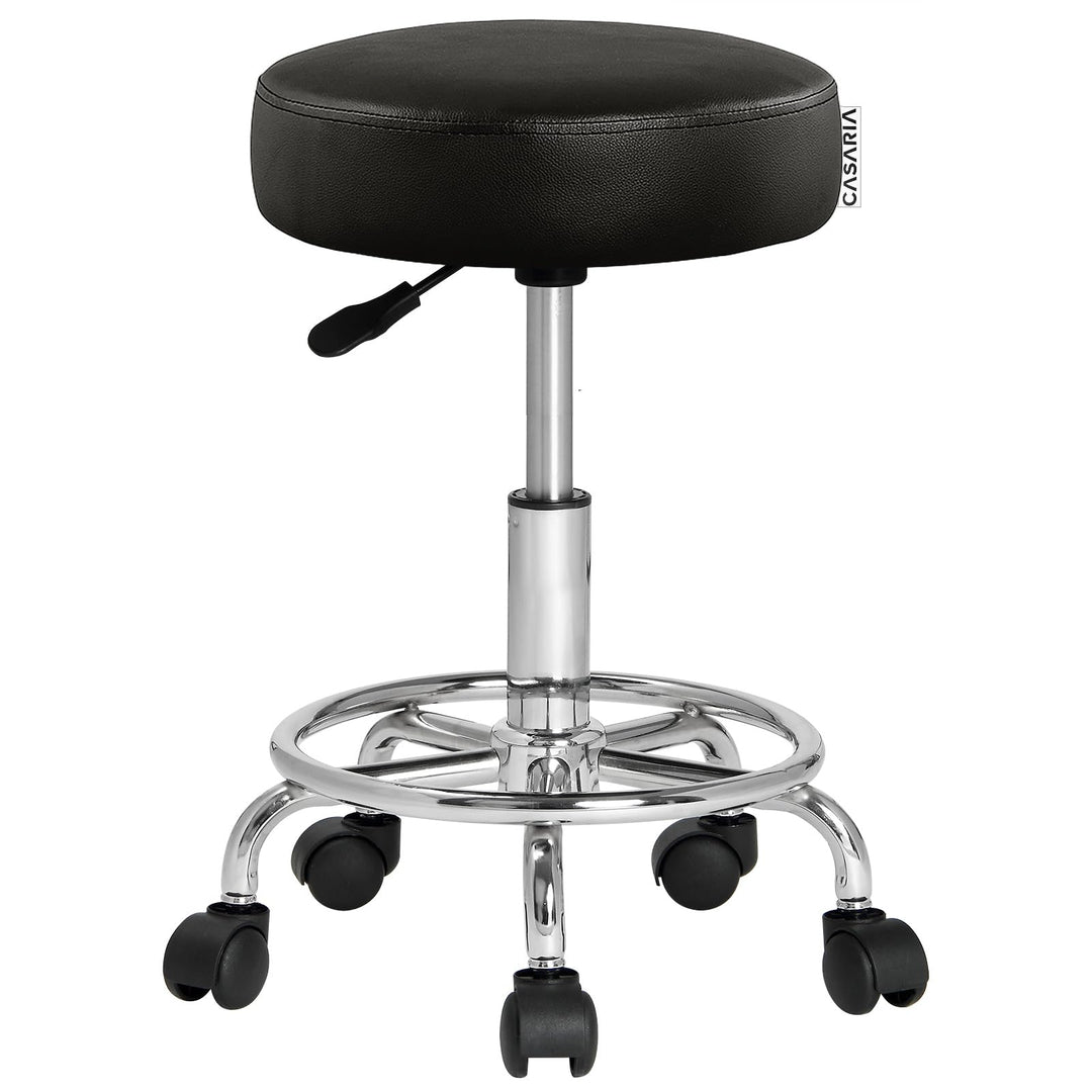 Casaria Rollhocker Höhenverstellbar 10 cm Polsterung Drehbar 51-65 cm Sitzhöhe Fussstütze Küche Büro