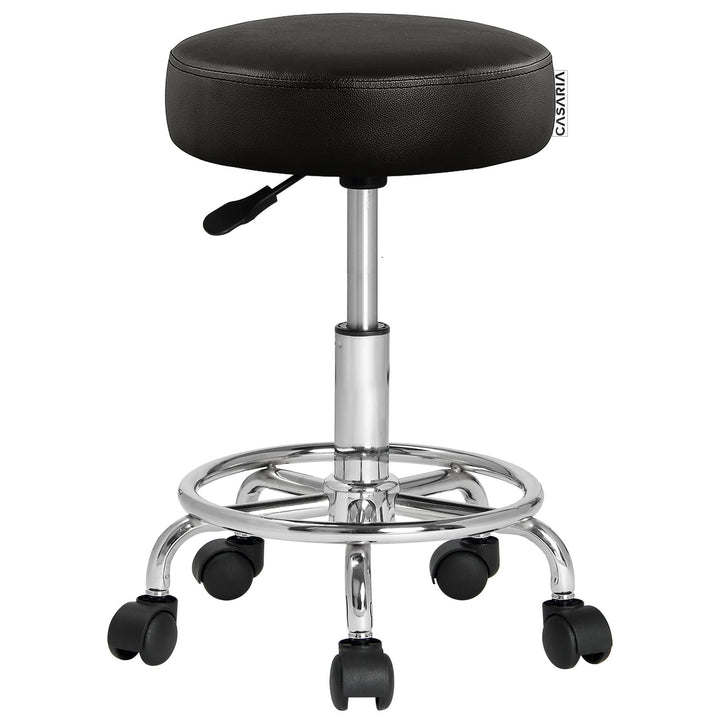 Casaria Rollhocker Höhenverstellbar 10 cm Polsterung Drehbar 51-65 cm Sitzhöhe Fussstütze Küche Büro